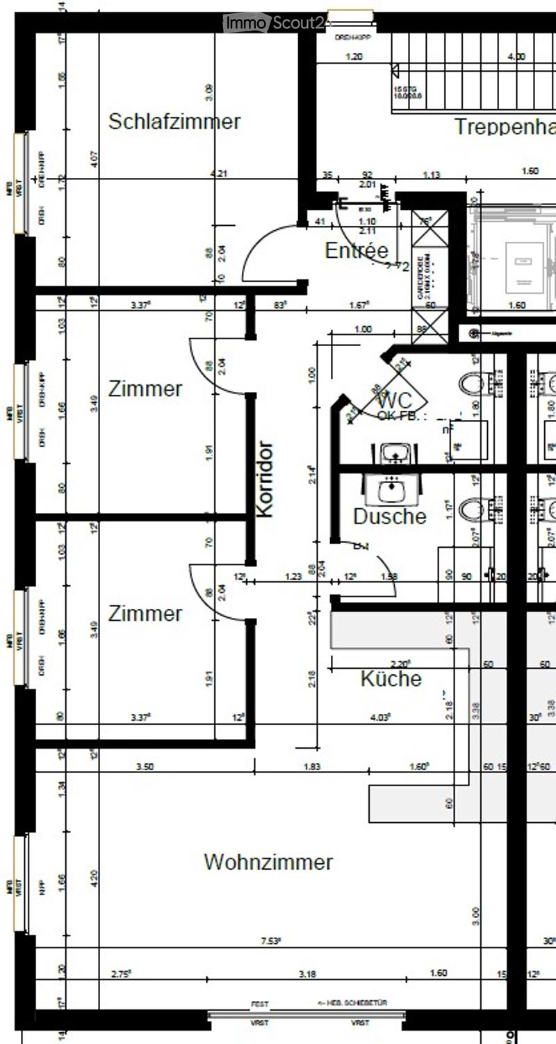Floor plan of a residential unit showing a living room, kitchen, two bedrooms, bathroom, and entrance area.
