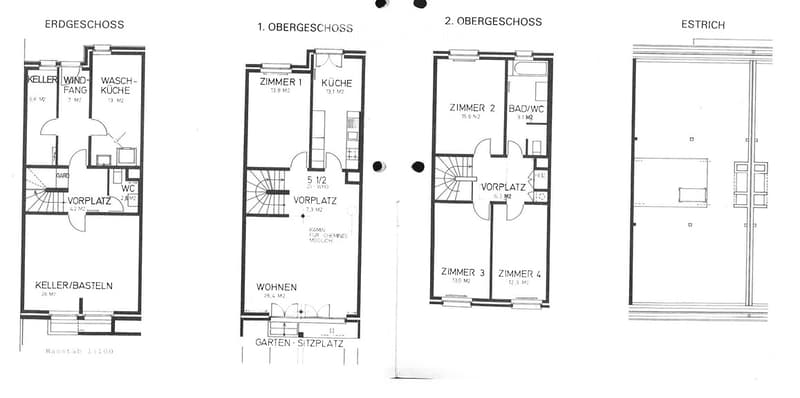 Floor plan showing ground floor, first floor, and second floor layouts with labeled rooms including kitchen, living area, bedrooms, bathrooms, and entrance areas.