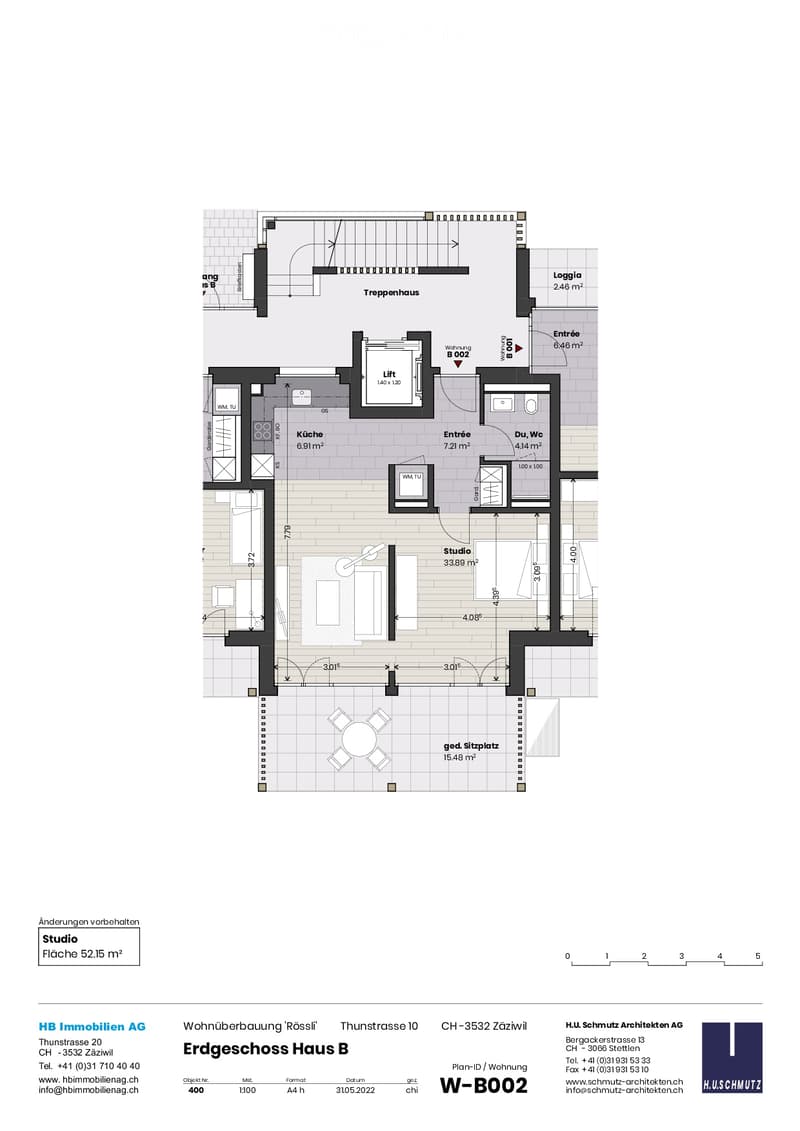 Floor plan of a studio apartment with kitchen, entrance, living area, and balcony.