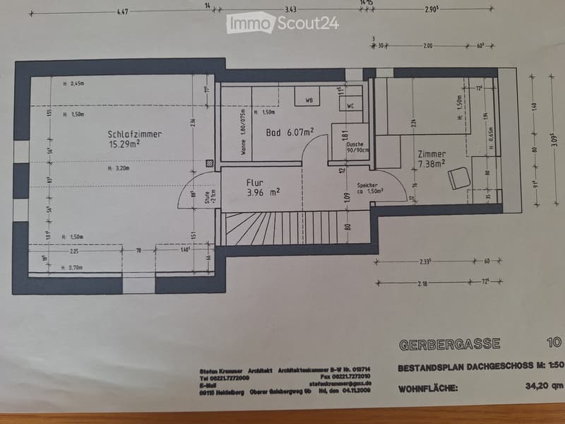 Floor plan of a 3-room apartment with a living room, bedroom, bathroom, and hallway. Dimensions and room labels are provided.