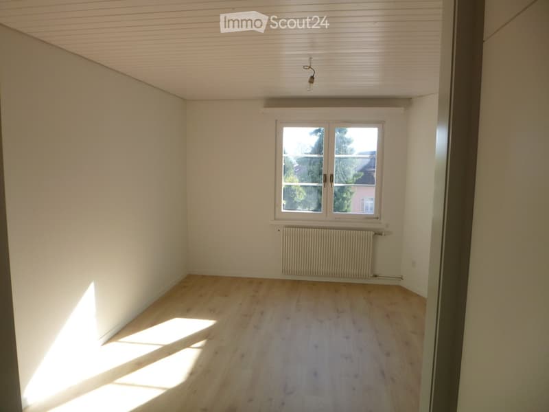 Empty room with wooden flooring, white walls, a window with double glass panes, and a radiator below the window.