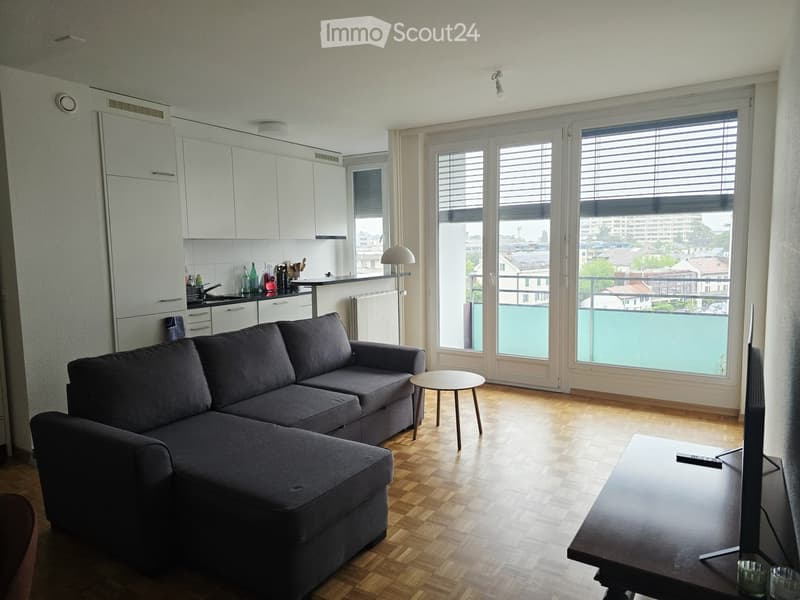 {"type": "Furnished Room", "objects": ["sofa", "coffee table", "stool", "table", "kitchen cabinets", "kitchen counter", "fridge", "sink", "faucet", "bottle", "cup", "bottle", "bottle", "bottle", "bottle", "bottle", "bottle", "bottle", "bottle", "bottle",