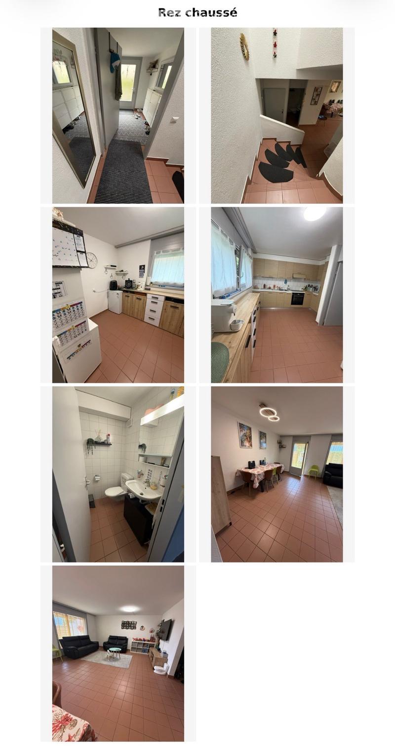 Ground floor layout showing a hallway, living room, kitchen, bathroom, and bedroom with various furniture and appliances.