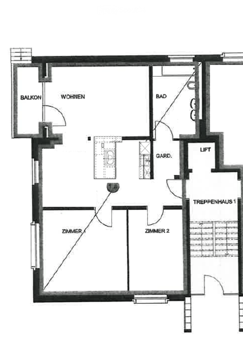 1st floor: living room, balcony, kitchen, bathroom, 2 bedrooms, lift