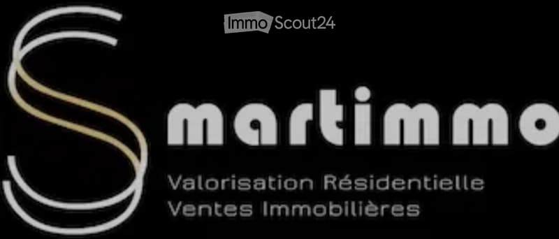 Logo of a real estate company named "martimo" with the tagline "Valorisation Résidentielle Ventes Immobilières" displayed on a black background.