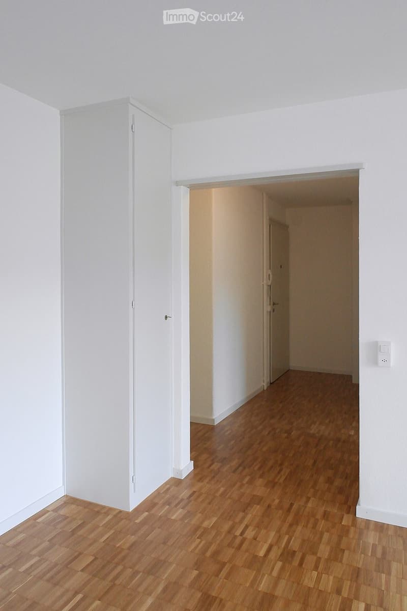 {"visible_features": [], "type": "Room", "description": "Empty room with white walls, wooden floors, two doors, and a white switch on the wall."}