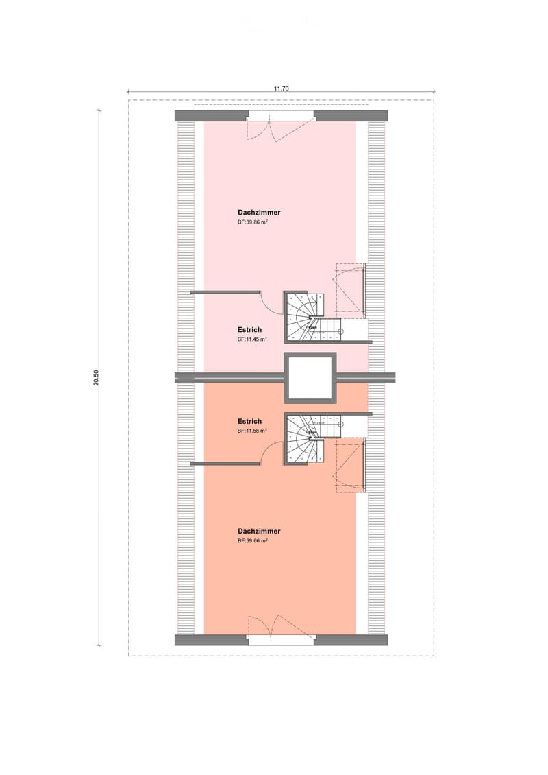Floor plan showing two bedrooms, two hallways, and a small closet area. Dimensions and room labels are provided.
