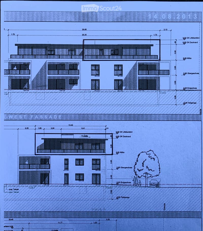 Floor plan of a residential building showing multiple rooms, including living spaces, bedrooms, and bathrooms, with labeled dimensions and room names.