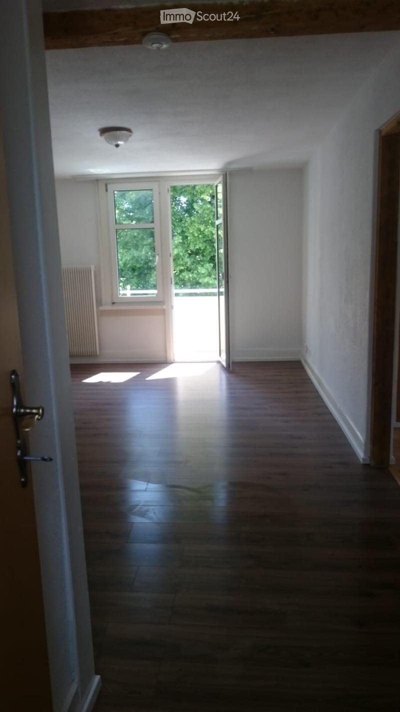 Empty hallway with wooden flooring, white walls, and a large window letting in natural light. The space is completely unfurnished with no visible furniture or equipment.