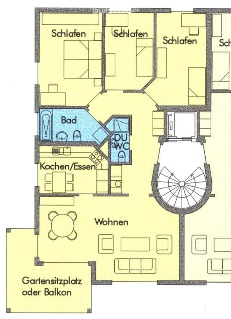 3 bedrooms, 2 bathrooms, living room, dining room, kitchen, balcony/terrace