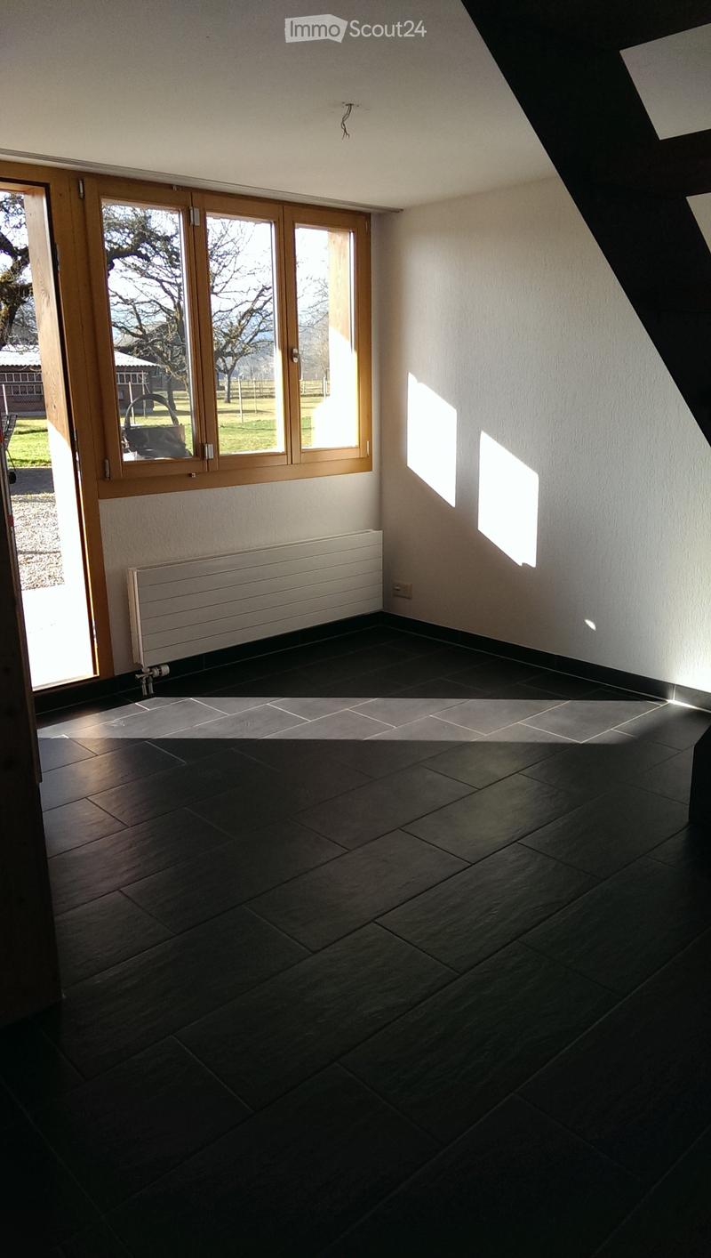 Empty room with dark wooden flooring, white walls, large window with wooden frame, radiator, and natural light streaming in.