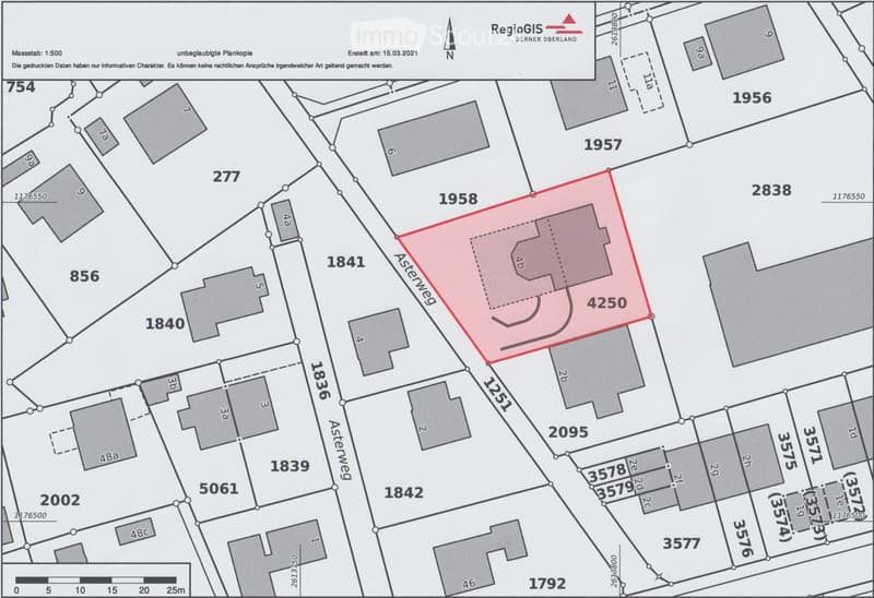 Floor plan showing multiple plots and buildings with numbered designations and labeled streets.