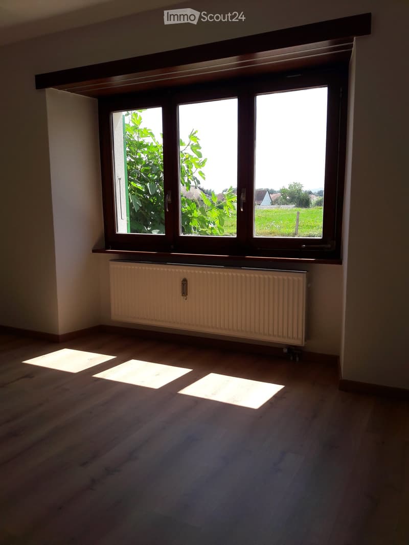 empty room, windows, radiator, wooden floor