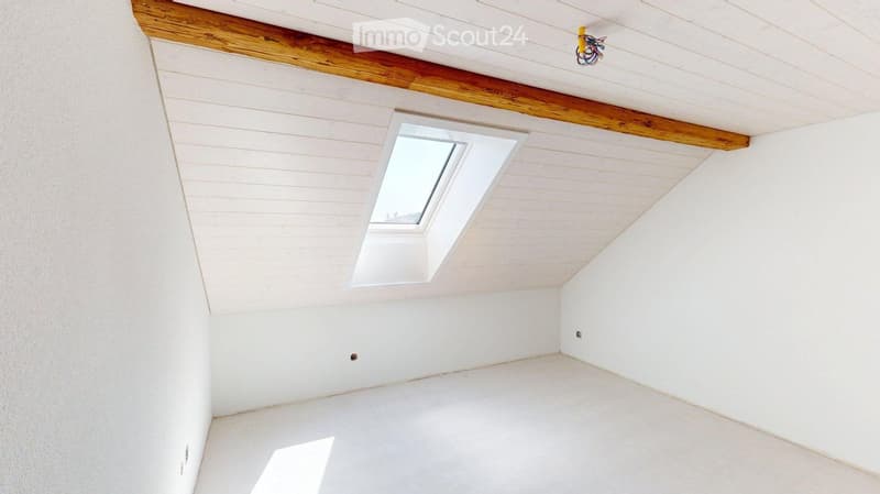 Empty room with white walls, white ceiling, and a skylight window. No furniture or equipment present.