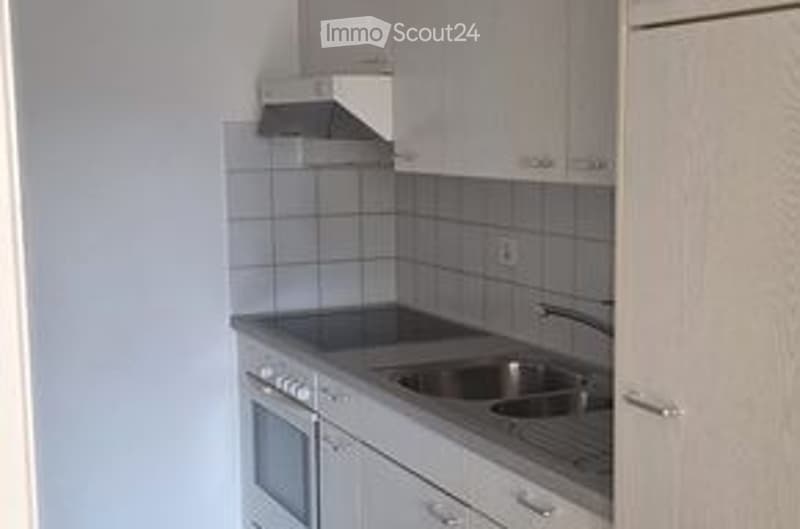 Modern kitchen with white cabinets, stainless steel sink, and built-in oven.