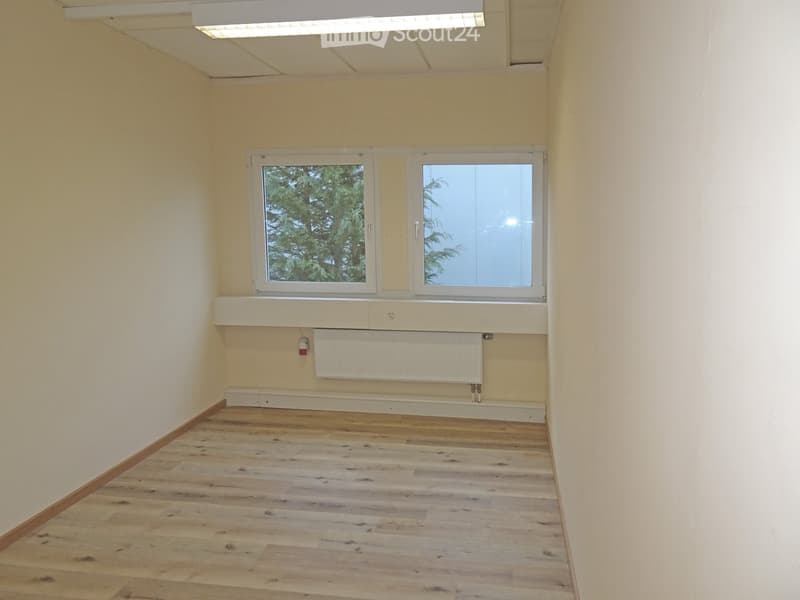 Empty room with wooden flooring, white walls, two windows, and a radiator below them.