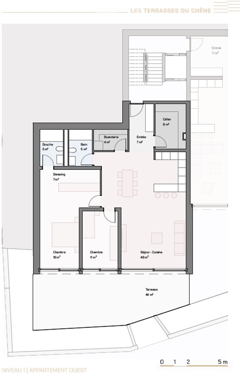 2 bedrooms, 2 bathrooms, living room, kitchen, terrace