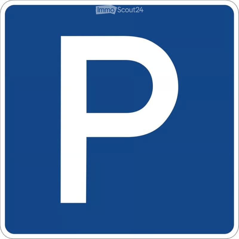 A blue square with a white letter "P" in the center, indicating a parking area.