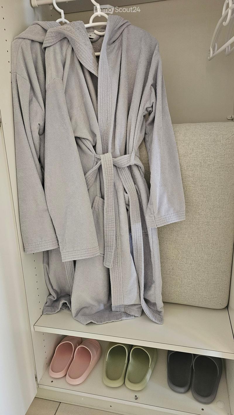 Closet, with hanger, robe, slippers
