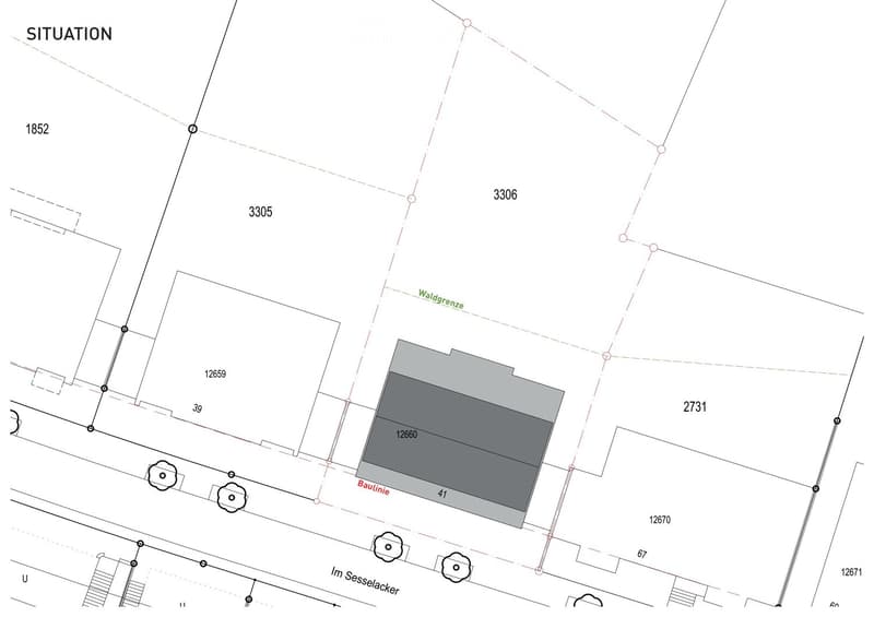Floor plan showing property boundaries, labeled plots, and surrounding structures. Includes numbered plots and labeled streets.