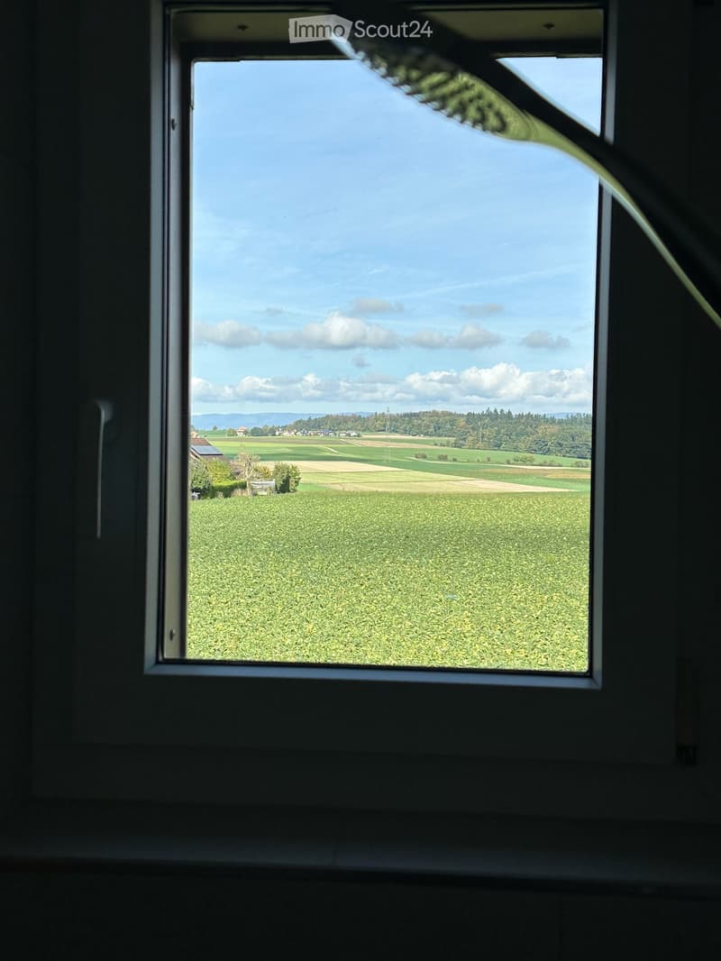 Sicht aus dem Fenster im Bad beim duschen
