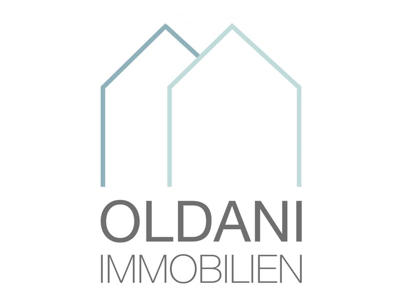 Logo of a real estate company with a stylized house icon and the text "OLDANI IMMOBILIEN".
