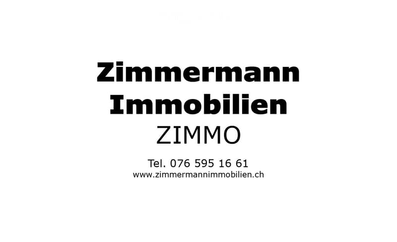 Business card for Zimmermann Immobilien, displaying company name, contact number, and website URL.