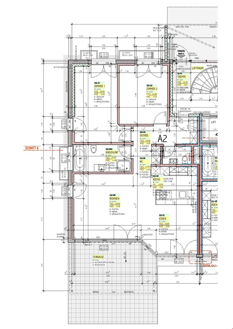 3 bedrooms, living room, dining room, kitchen, bathrooms, terrace