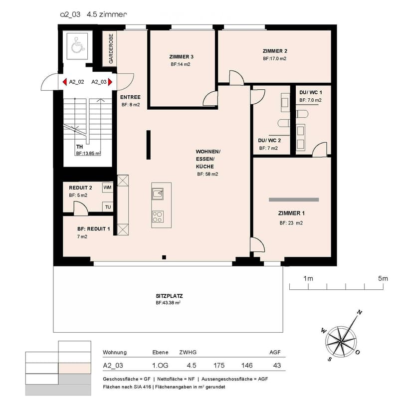 {"visible_features": ["Balcony / Terrace"],"type": "Floor plan","description": "The floor plan shows a 4.5 room apartment with a living room, kitchen, 2 bedrooms, 2 bathrooms, and a balcony."}