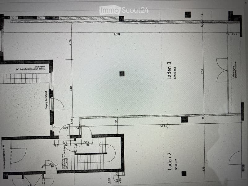 Laden 2: 93.0m2, Laden 3: 125.0m2