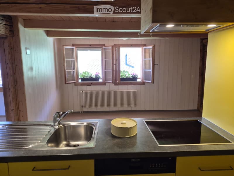 Bright kitchen with wooden walls, stainless steel sink, electric stove, dishwasher, and yellow cabinets.