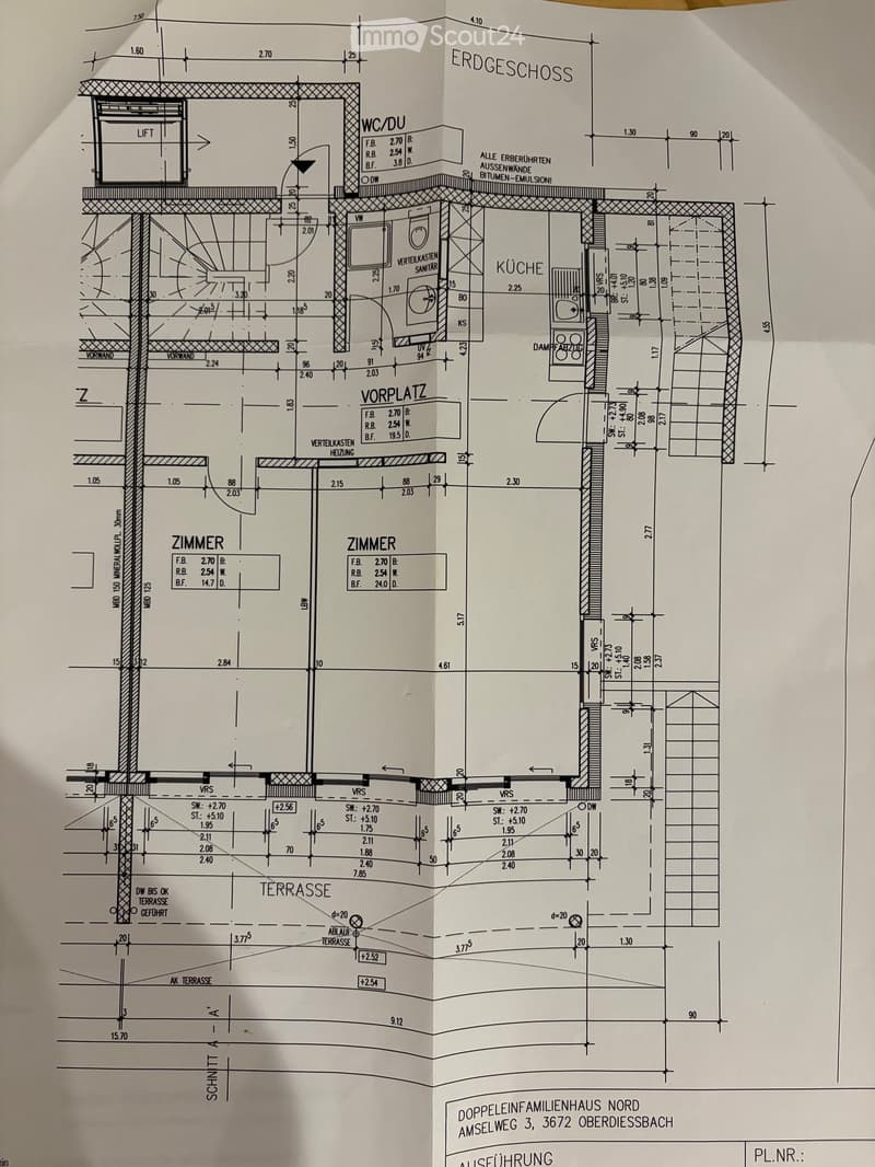 Floor plan of a two-story house with labeled rooms including kitchen, bathrooms, living spaces, and terrace.