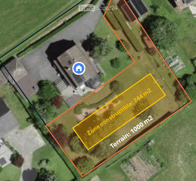 Large plot of land with a zone for construction of 244m2, terrain size of 1000m2.