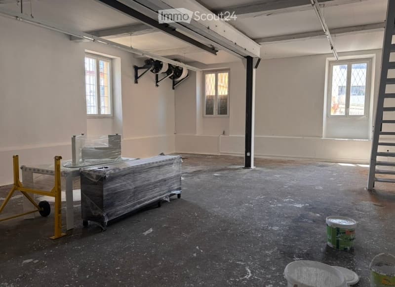 Empty room with bare walls, concrete floor, and windows. No furniture or equipment present.