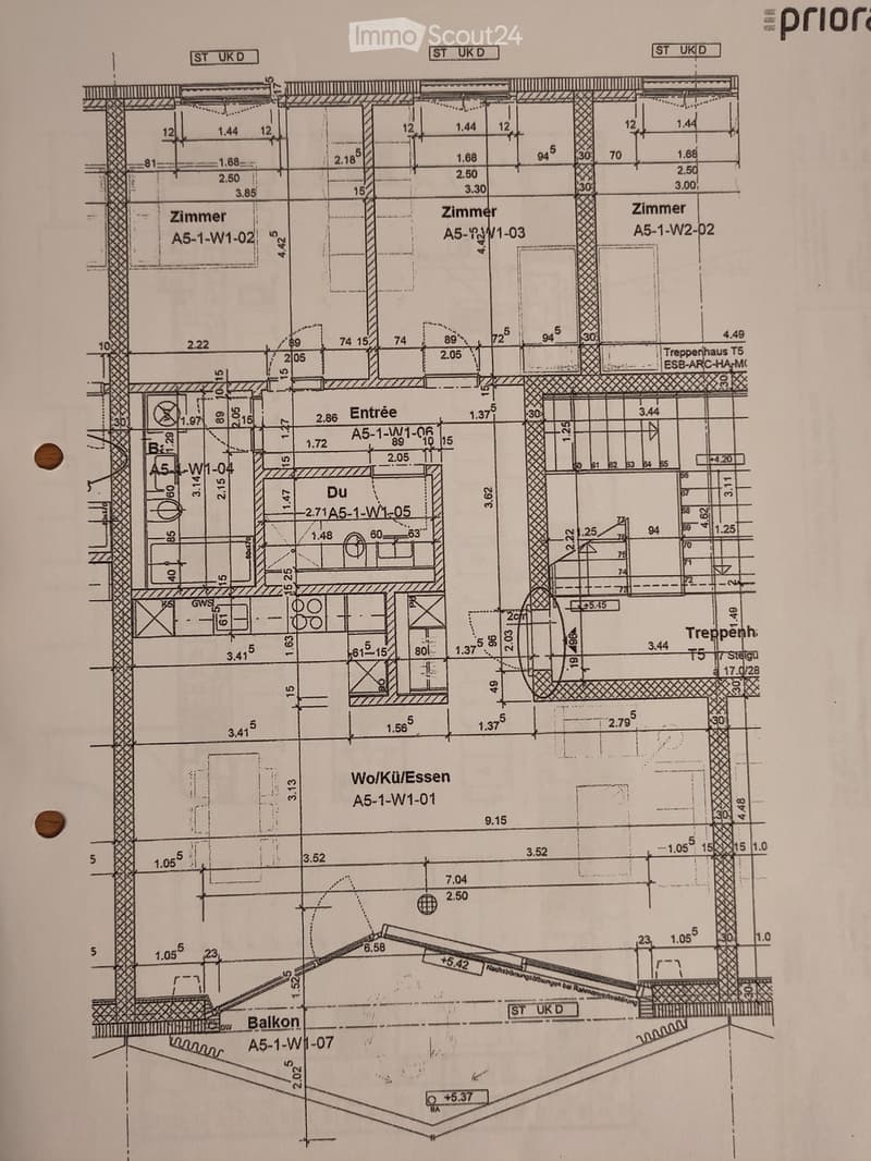 Floor plan showing multiple rooms including bedrooms, a kitchen/dining area, an entrance, and a balcony. Dimensions and labels are provided for each room and structural element.