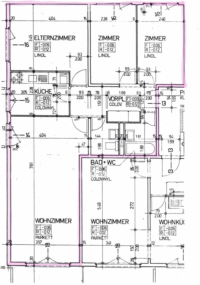 Floor plan showing a layout with multiple rooms including a kitchen, living room, bedrooms, and a bathroom.