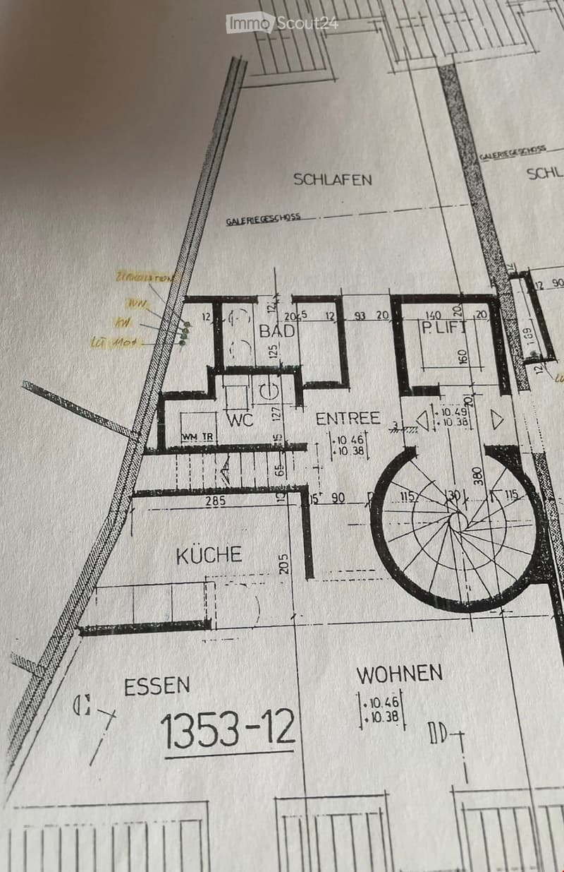 Floor plan showing a layout with labeled rooms including kitchen, dining, living, bedroom, bathroom, and entrance.