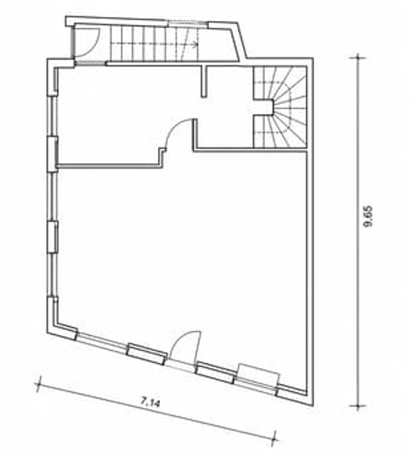 Floor plan of a single-story apartment with a living room, kitchen, bedroom, and bathroom.