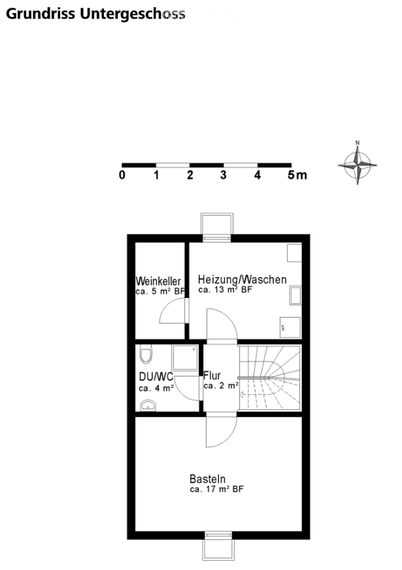 Floor plan of the basement level showing a wine cellar, heating/washing area, bathroom, floor area, and storage space.