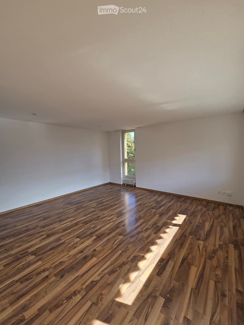 Empty room with wooden flooring and white walls, featuring a single window allowing natural light to enter.