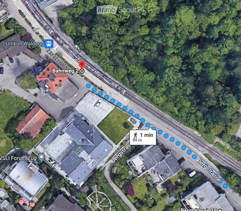 Roads, buildings, green areas, railway tracks