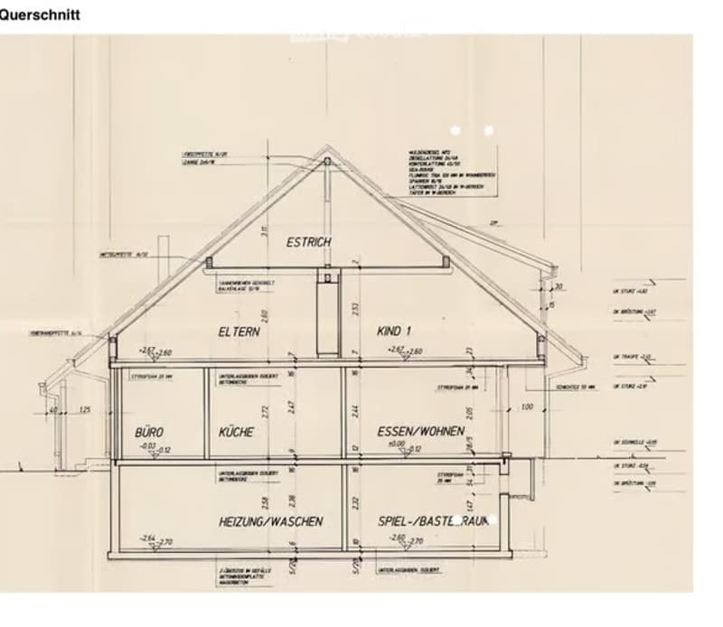 Floor plan of a house with labeled rooms including kitchen, living/dining area, bedroom, office, and attic space.