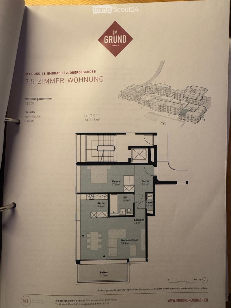 Floor plan of a 2.5-room apartment on the 2nd floor, including living/dining area, kitchen, bedroom, bathroom, entrance, hallway, and balcony.