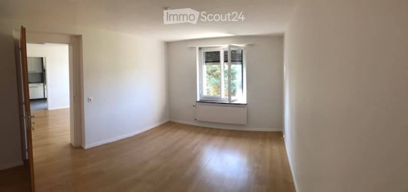 Empty room with wooden flooring, white walls, a window with blinds, and a radiator below the window. No furniture or equipment present.