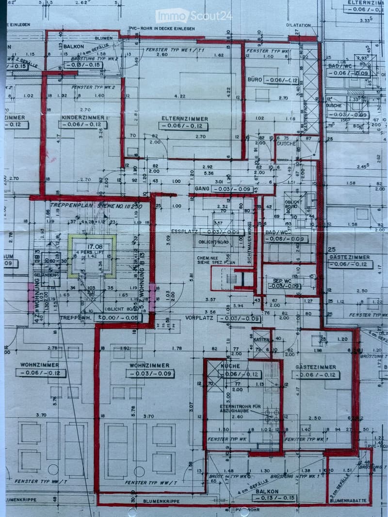 Floor plan of a residential unit showing multiple rooms including living room, kitchen, bedrooms, bathrooms, and a balcony.