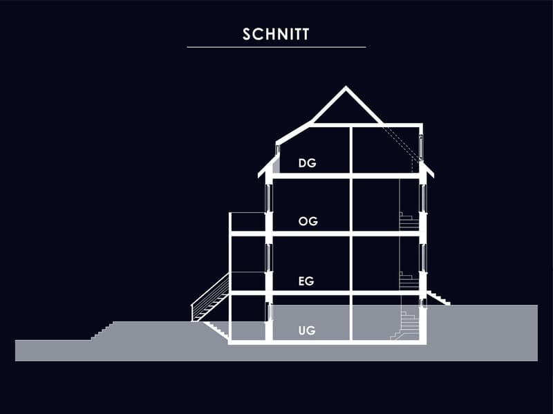 4 floors, basement, ground floor, first floor, second floor, stairs