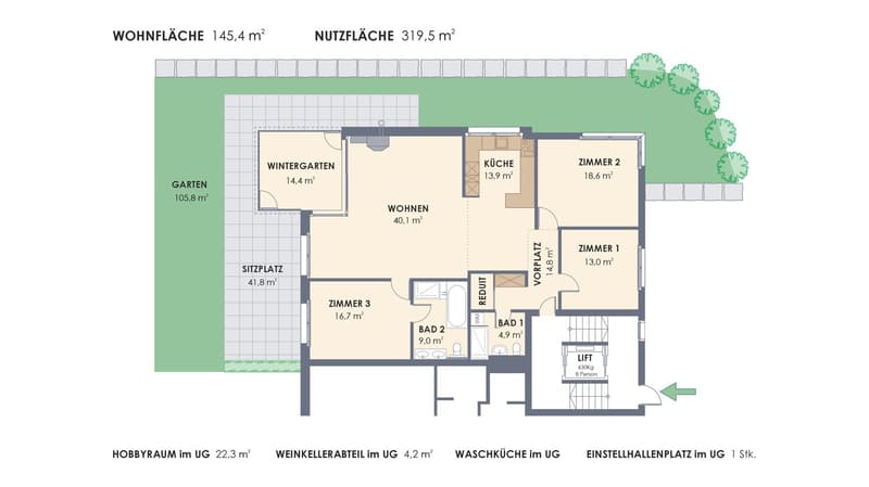 Attractive 4.5-room garden apartment with winter garden and chimney in Oberwil BL (5)