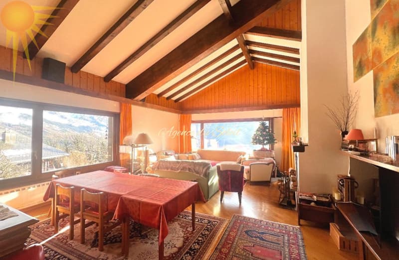 Superbe maison sud composé de 2 appartements séparés, à 5' en voiture de Crans-Montana (Mollens)! (2)