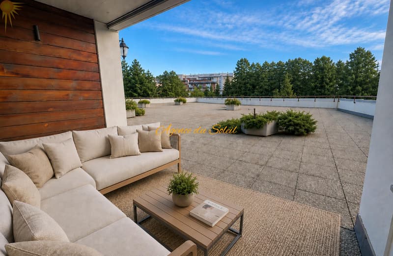 Cadre exceptionnel pour ce lumineux 5.5 pièces d'angle avec grande terrasse plein sud ! (2)