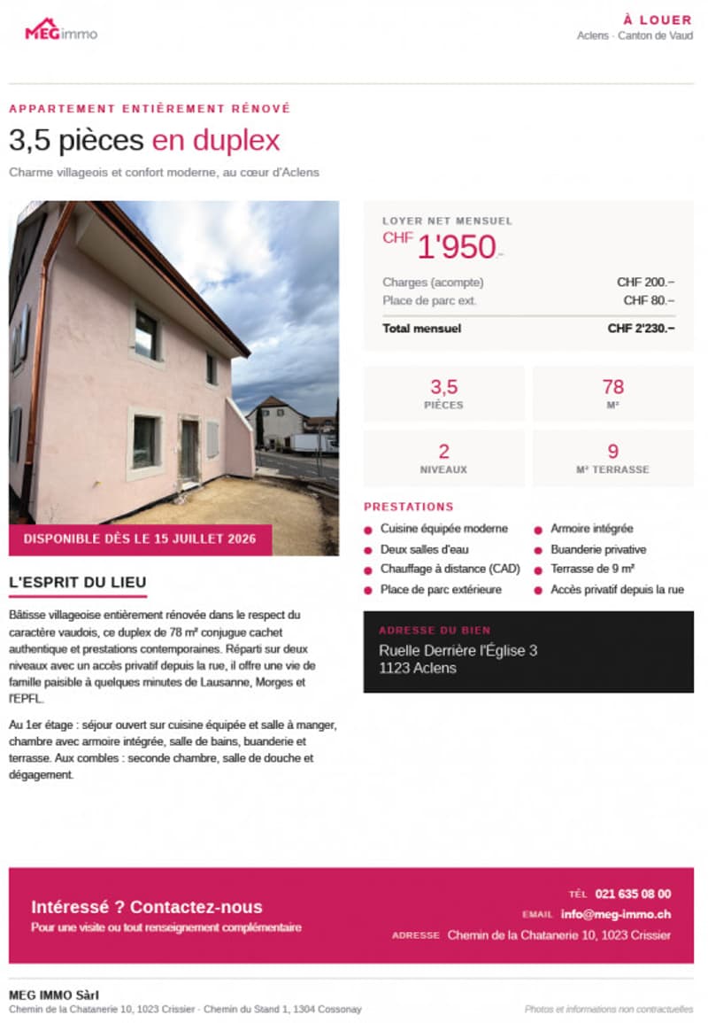 Bellissimo duplex di 3,5 locali, completamente ristrutturato con accesso privato (6)